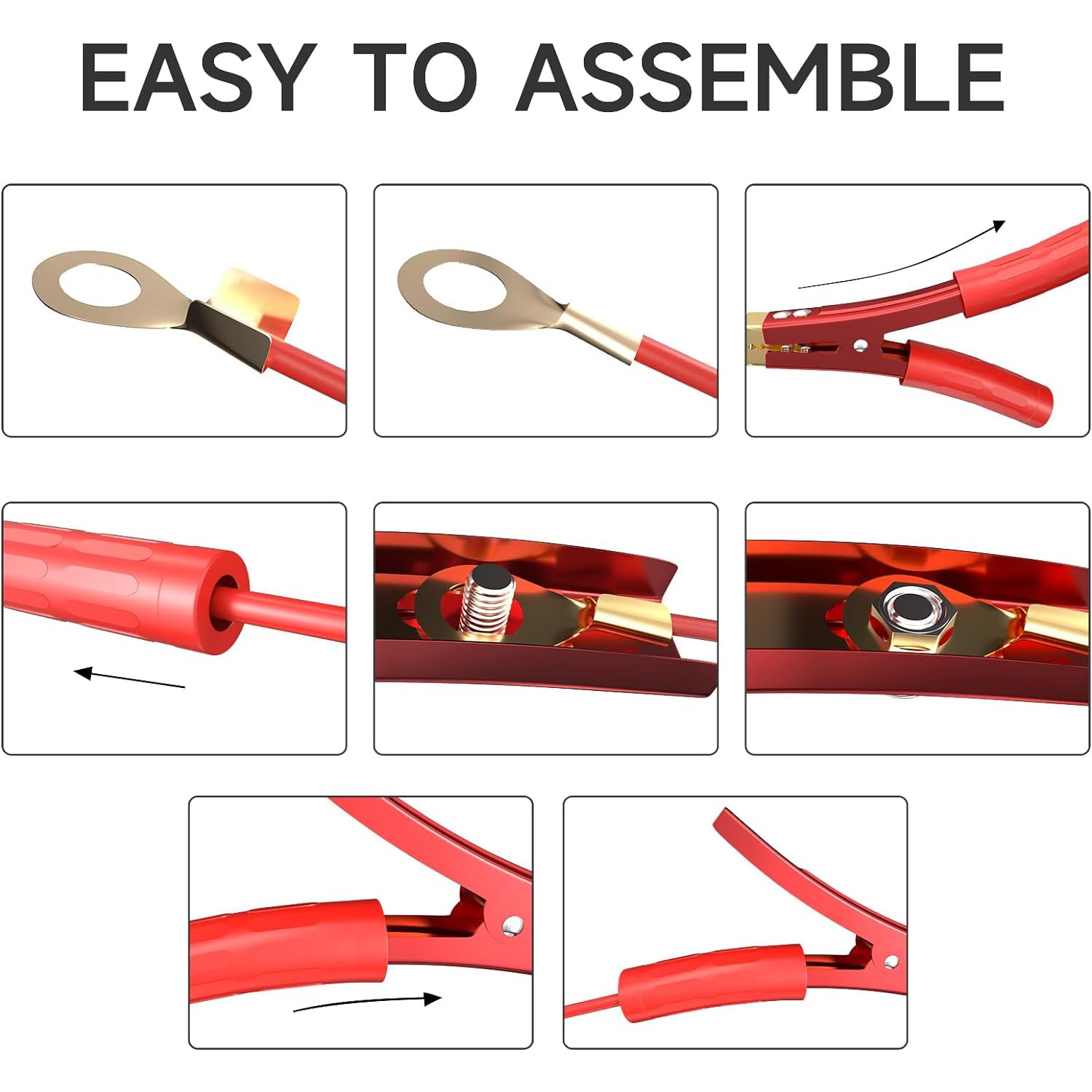 Greluma 2 Piezas 1000A Abrazaderas Cable Puente batería, Pinzas cocodrilo Resistentes, Cables Salto Abrazadera Refuerzo Abrazaderas Cargador batería Coche, Adecuado para Coche,vehículo,Barco