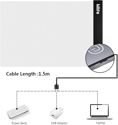 Miniatura 5 de Mlife Almohadilla de luz LED A4  Caja de luz de arte de diamante con 3 brillo, ideal para dibujar, animación, caja de luz de dibujo con 4 clips de