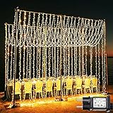 lichtervorhang innen fenster bunt 【6m * 3m 600 LED Vorhang Lichter】Netzbetriebene Wasserfall Vorhang Lichter kommen mit 600 hochwertigen LED-Perlen, lebendiger und schöner als andere ähnliche Lichterketten, die USB-betrieben sind und nur 300 Leds haben. Mit einer Länge von 6m und einer Breite von 3m ist es ausreichend, um die meisten Fenster und Wände abzudecken.