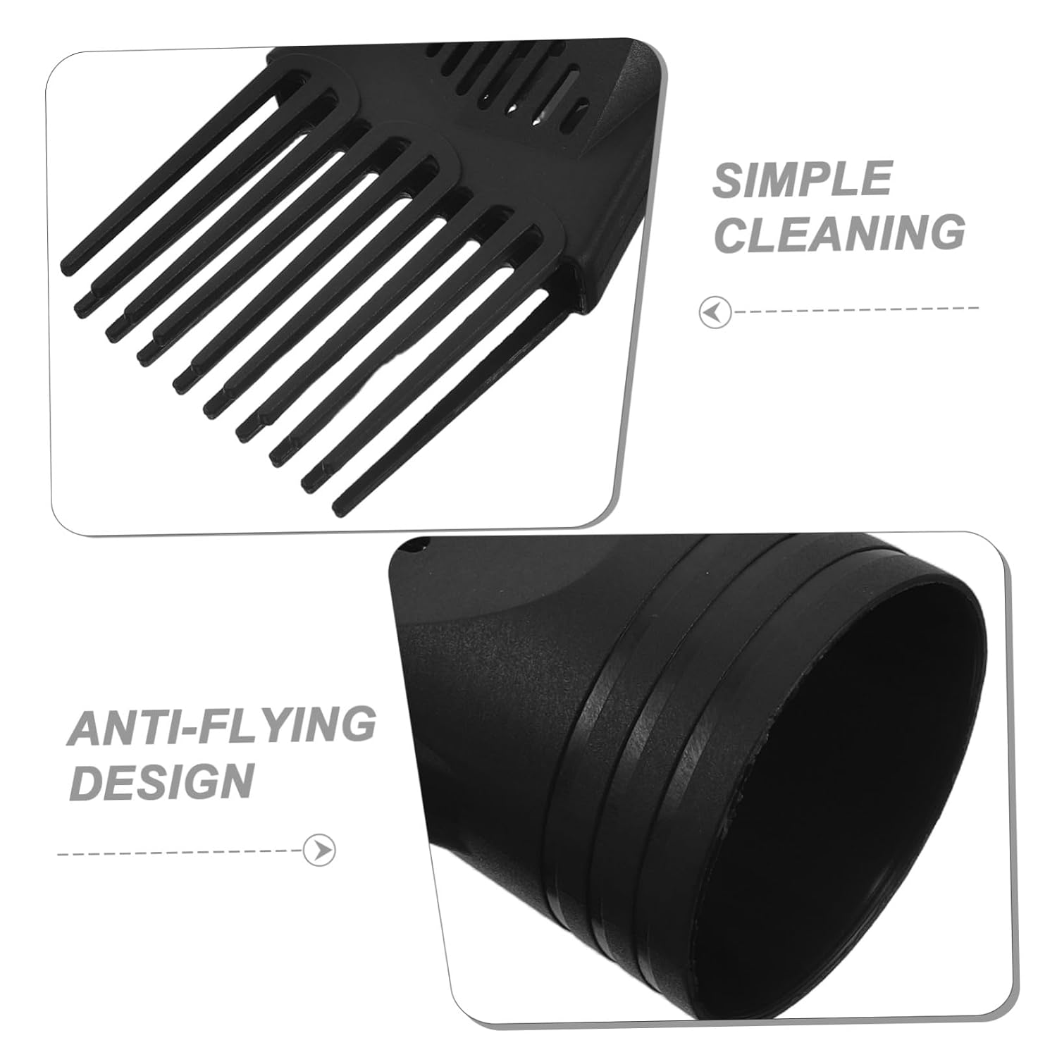 2pcs Hair Dryer Comb Attachment Precision Styling Nozzle Black Plastic