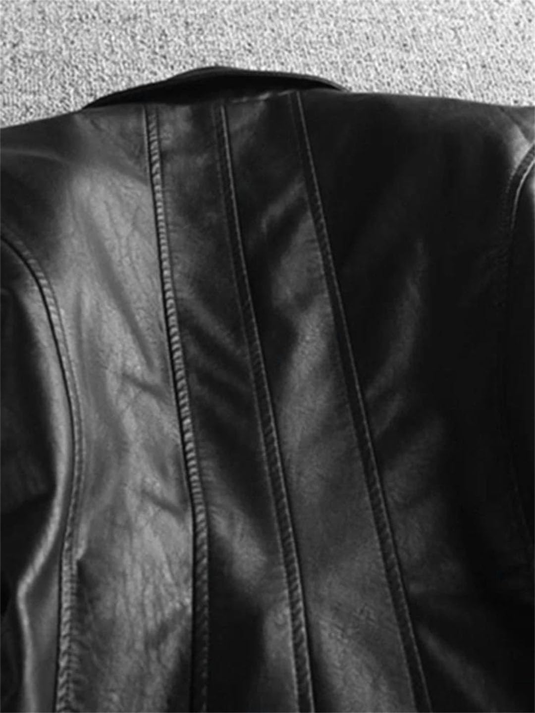 Women's Spring Faux Leather Blazer, Elegant Slim-Fit Long-Sleeved Jacket, Leather Jacket