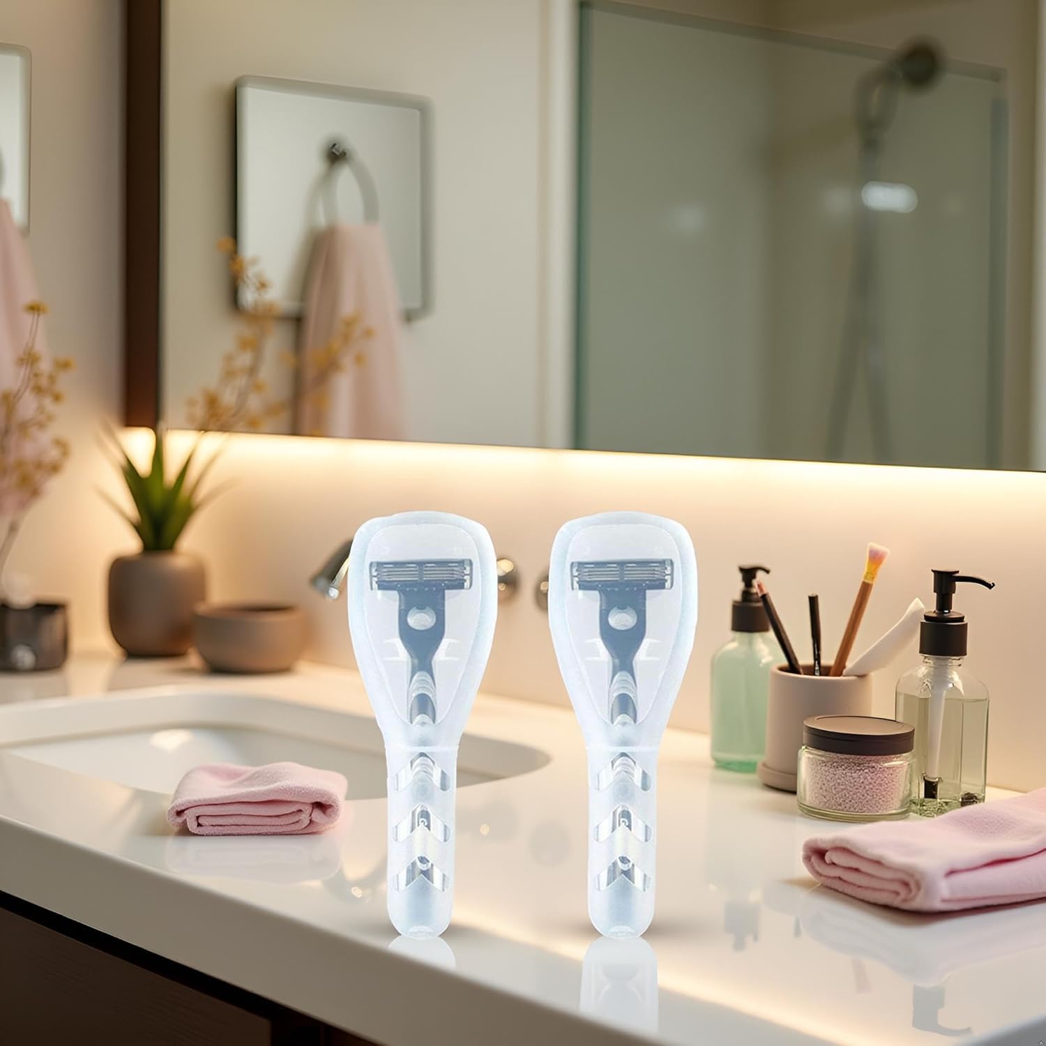 2Pcs Clear Travel Razor Case, Hard Plastic Shaver Cover with Shockproof Design for Manual and Electric Razors, Compact Organizer for Business Trip/Camping Accessories (Transparent)