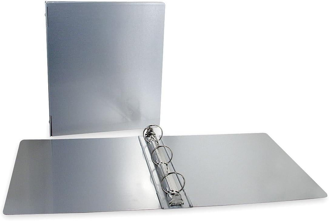 Saunders Recycled Aluminum 3 Ring Binder, 2 Inch - Heavy Duty Metal Binder for School, Industrial & Contractor Use - Indestructible, Eco-Friendly Durable Cover for Letter Size Documents, Gray