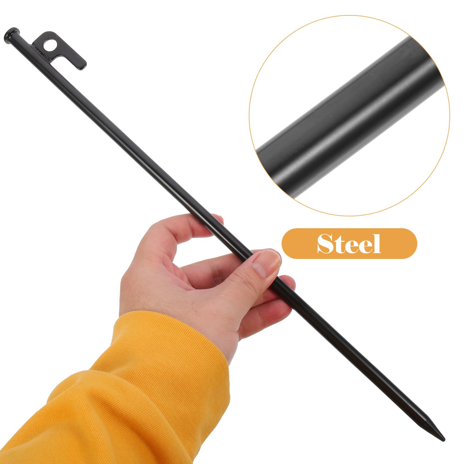 Ciieeo 4 Piquets de Tente en Acier Robustes 40cm pour Camping Extérieur, Faciles à Retirer, Accessoires Indispensables pour Tentes et Auvents