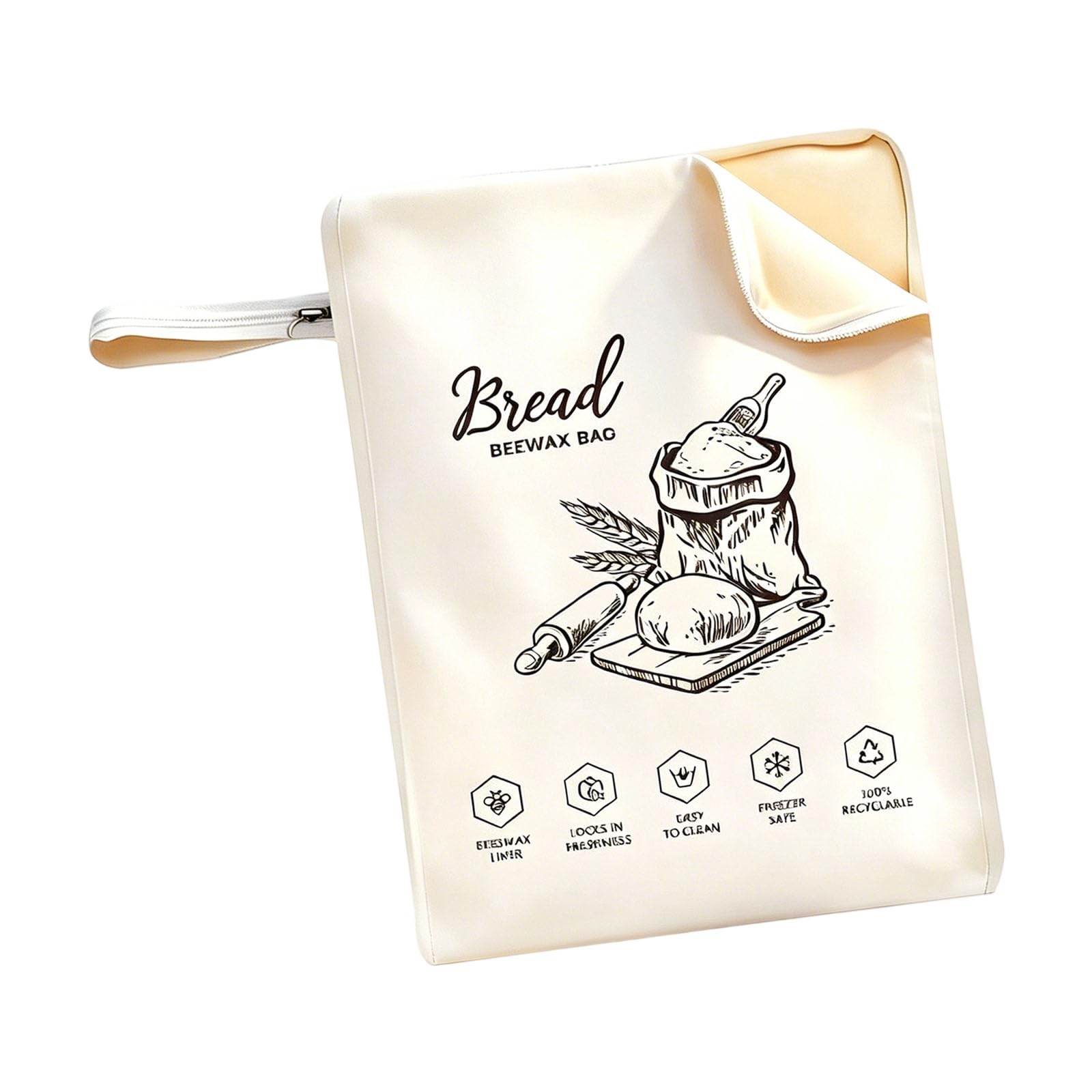 NMFLAB Layer Bees Wax Preservation Bag with Secure L Zippered for Sourdough Bread Kitchen Organization Tool Leak Proof Treat Storage Bags