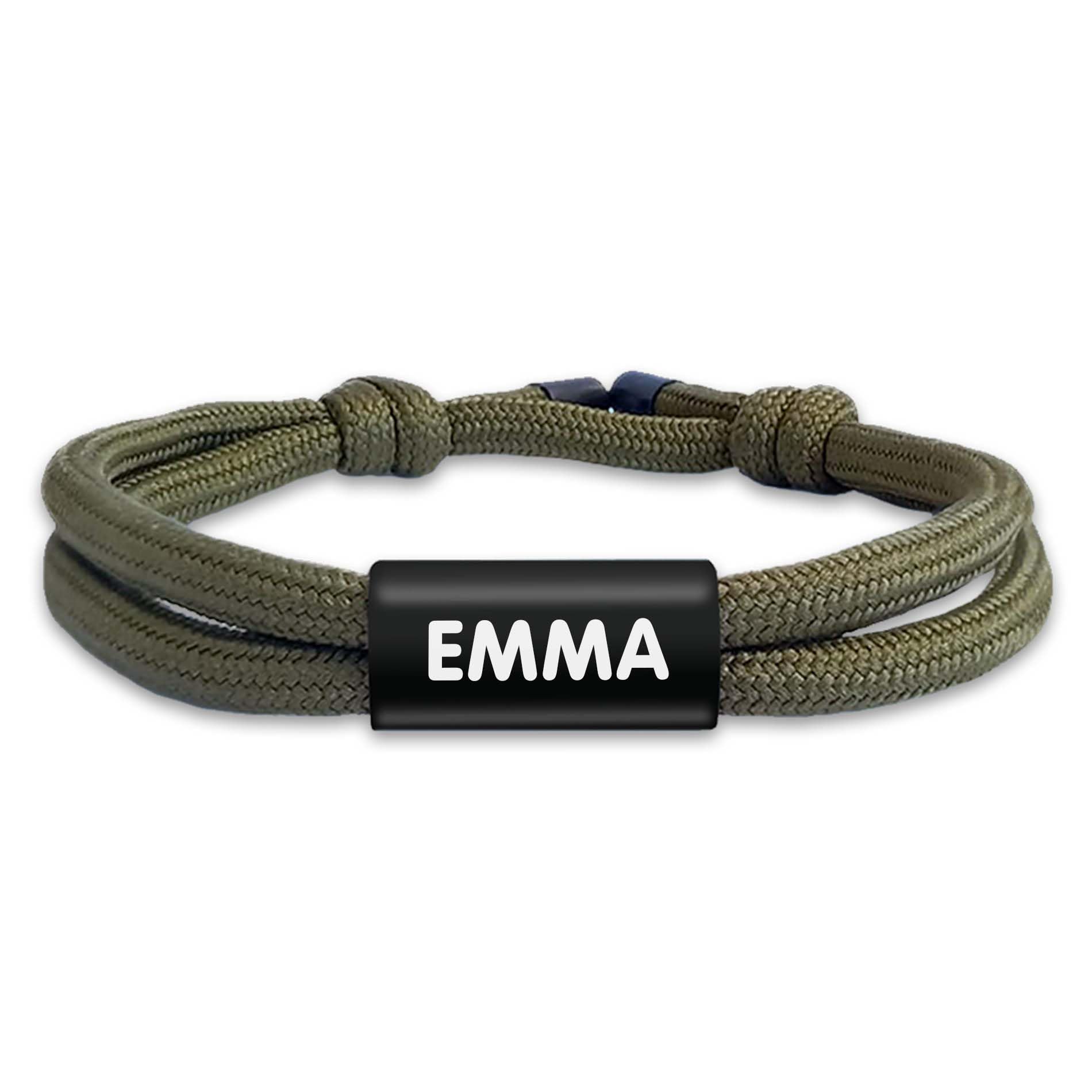 EASY2NAME - Personalised bracelet for boys & girls – Bracelet personalised for children – Braided fabric ribbon customisable with 2 lines of text. (Green)