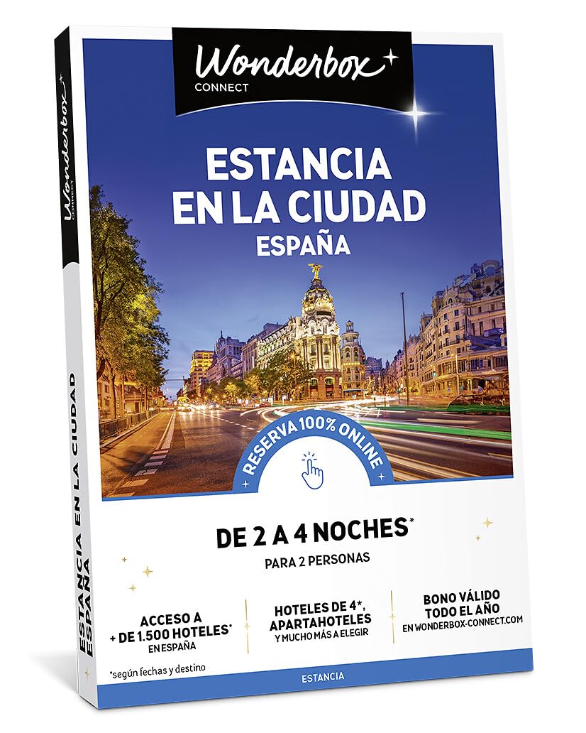 WONDERBOX – Cofre Regalo Estancia en la Ciudad: España - De 2 a 4 Noches para 2 Personas - Escapada para Parejas - Regalar experiencias - Hoteles en centros urbanos para Descubrir la Cultura española