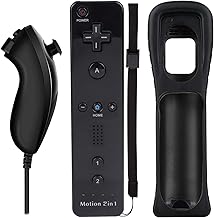 Wii Nunchuck Remote Controller with Motion Plus Compatible with Wii and Wii U Console | Wii Remote Controller with Shock Function (Black)