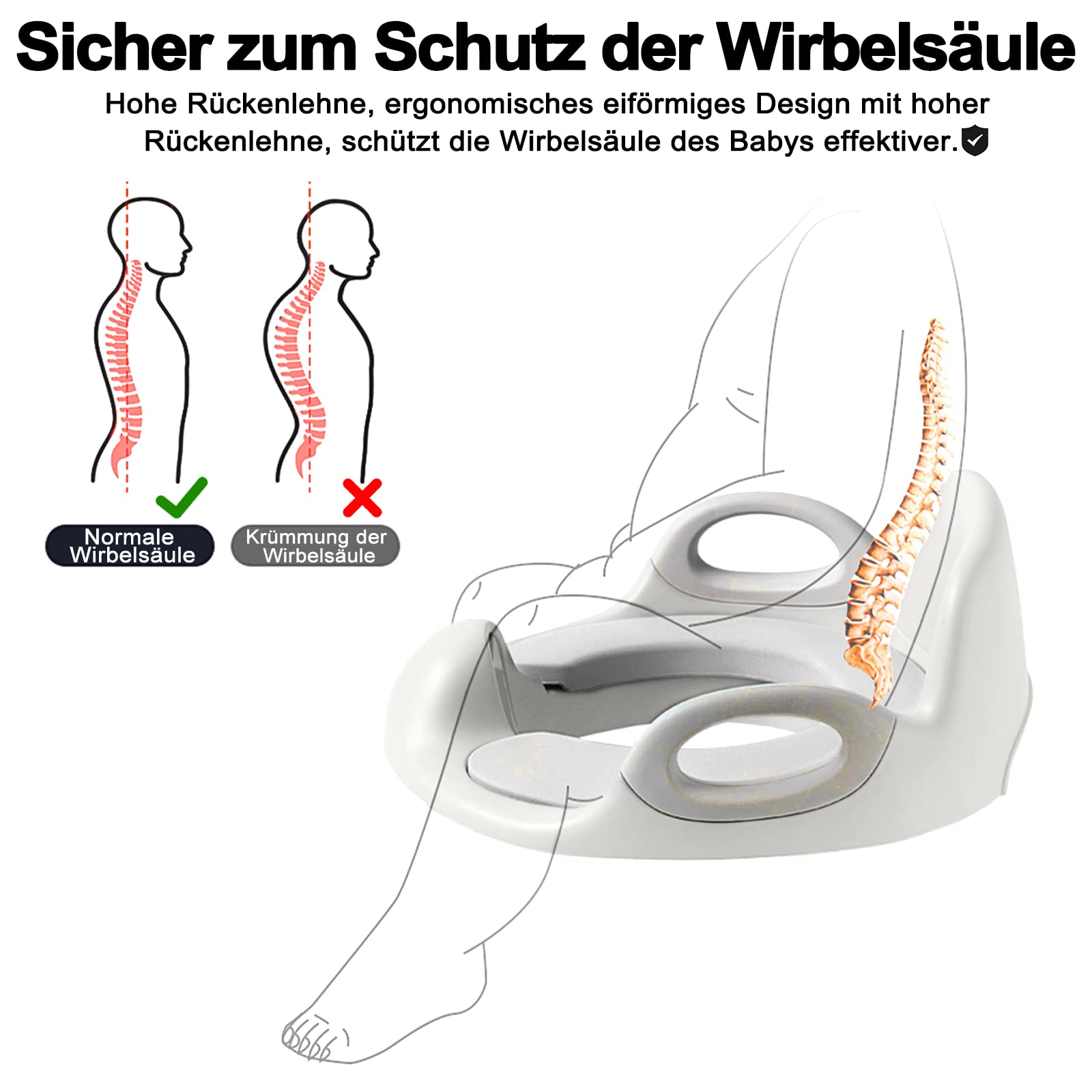 Kinder Toilettensitz WC Sitz, Baby Training Toilettentrainer, Grau