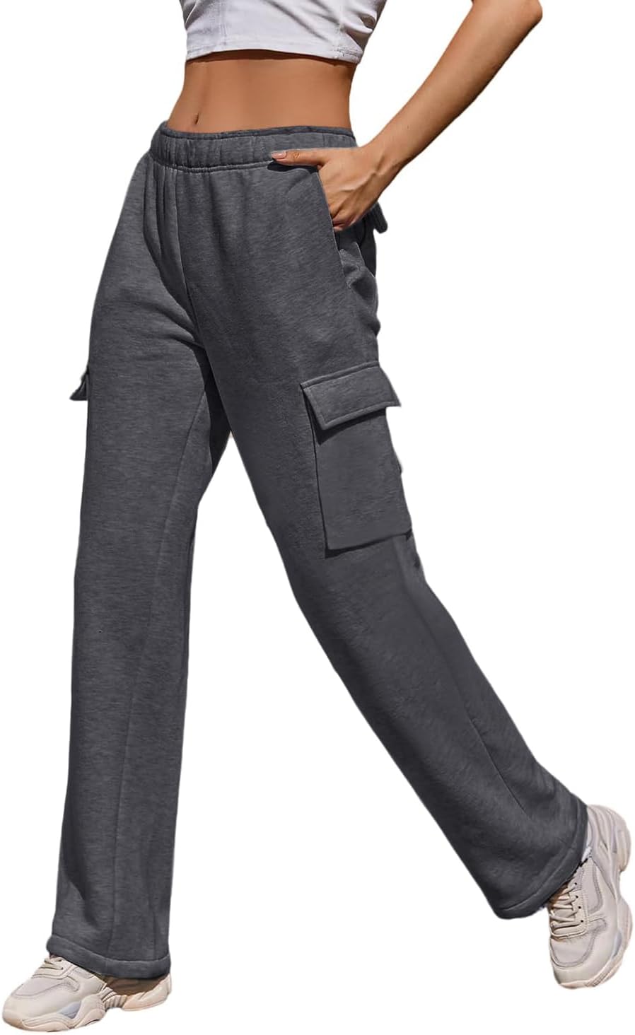 Cargo Sweatpants Women Wide Leg High Waisted Sweat Pants with Pockets Womens Lounge Casual Joggers - Image 5