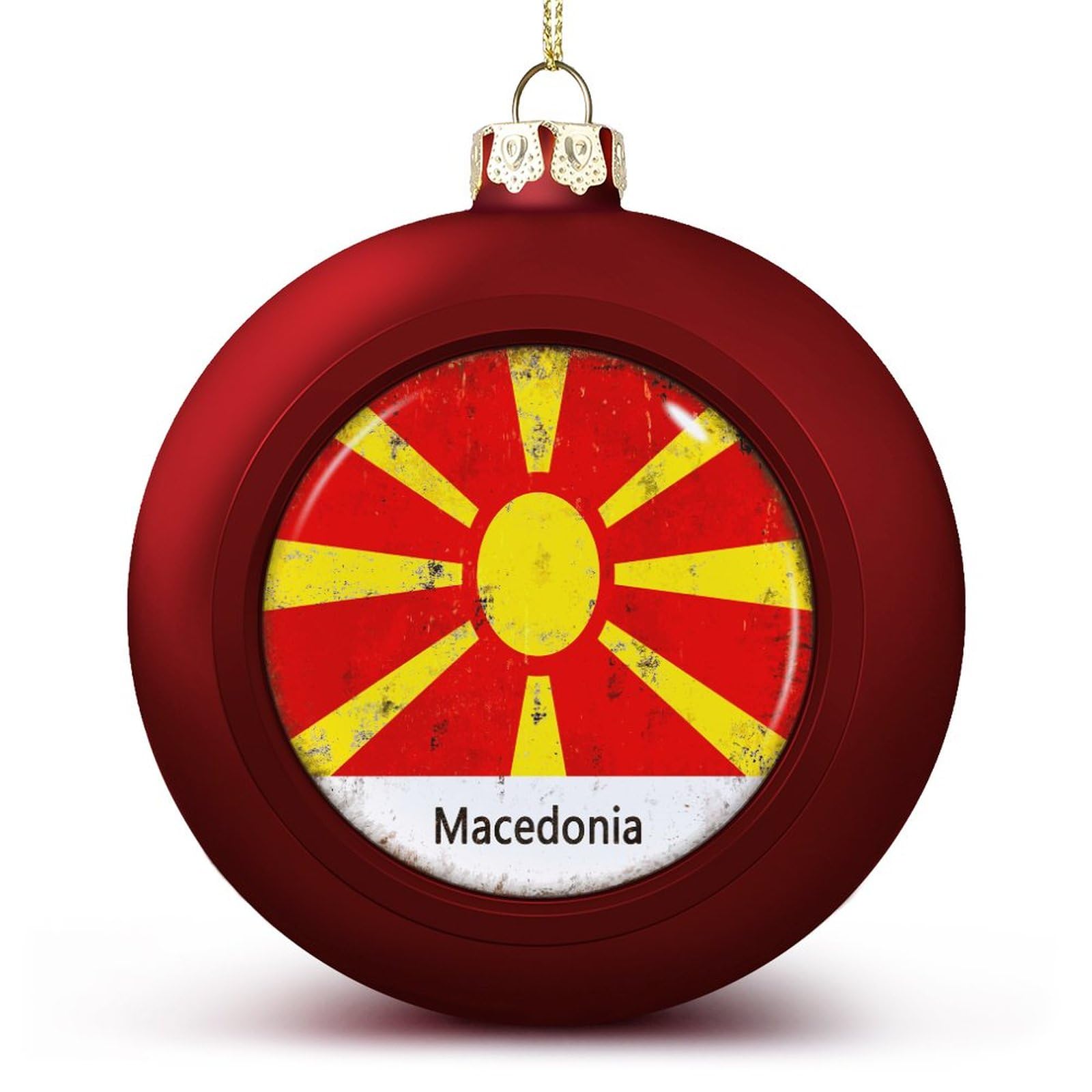 Luijorgy Men's Macedonia Merry Christmas National Flag Ball Ornat Red Flag Christmas Ball Ornats Decoration For Christmas Tree Hanging Keepsake For Xmas New Year Holiday Birthday Gifts
