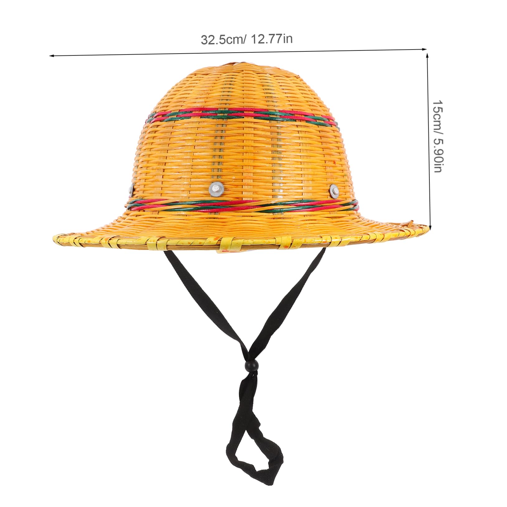 Bambus Schutzhelm mit Großem Schirm für Baustellen und Outdoor | Gelb, Rundes Klassisches Design, Atmungsaktiv mit Sonnenschutz, Kombinierte Helm Hut Ausführung