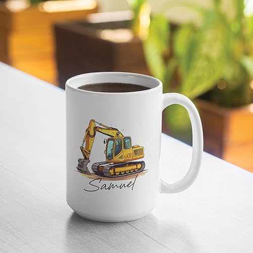 Miniatura 4 de Taza de excavadora personalizada, taza de cerámica blanca divertida personalizada de 11 onzas, 15 onzas, taza de viaje para amantes de la