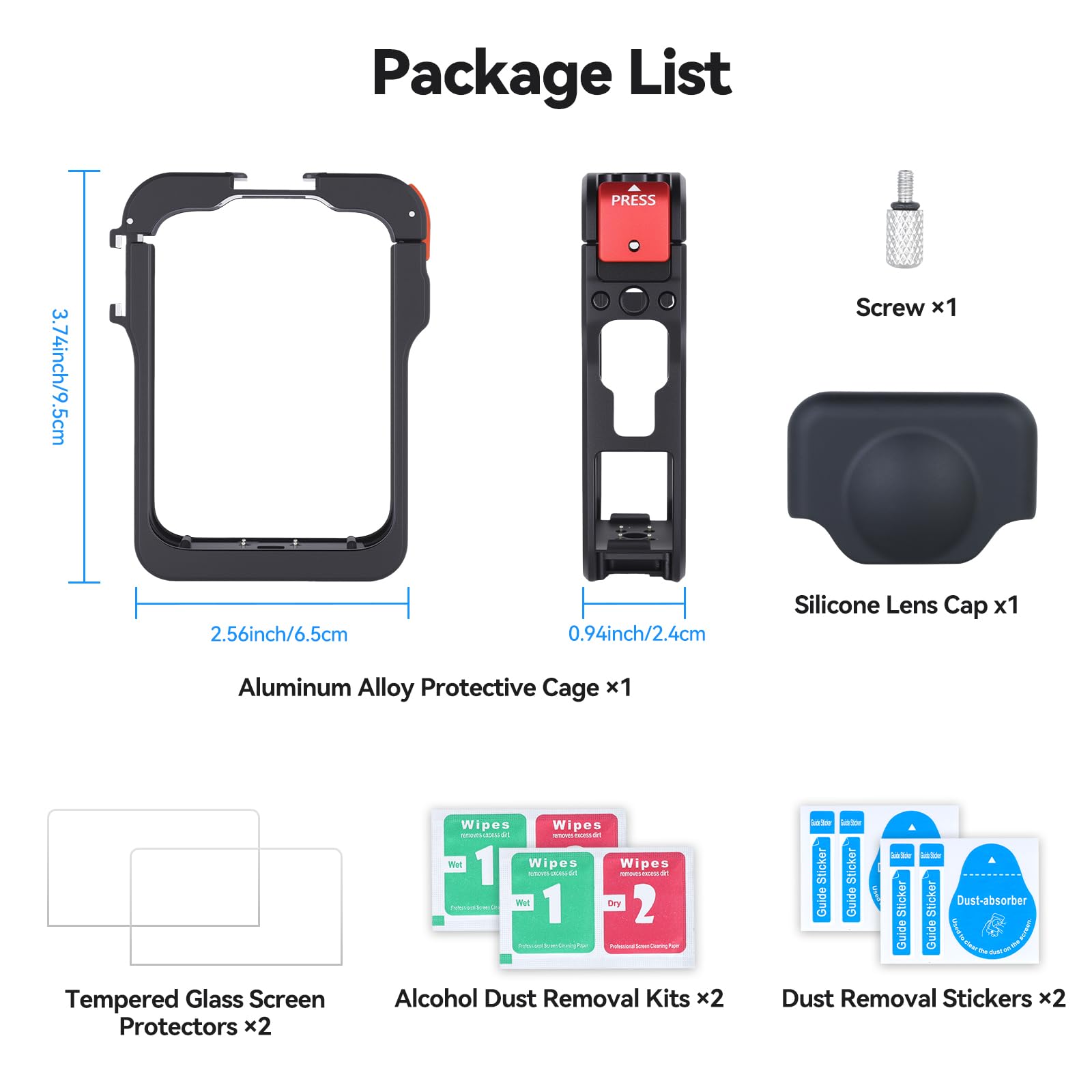 UTEBIT Caméra Cage pour DJI OSMO 360, Coque de Protection Robuste en Alliage d'Aluminium avec Protection d'objectif en Silicone, Protection d'écran, Boîtier d'extension pour DJI Osmo 360