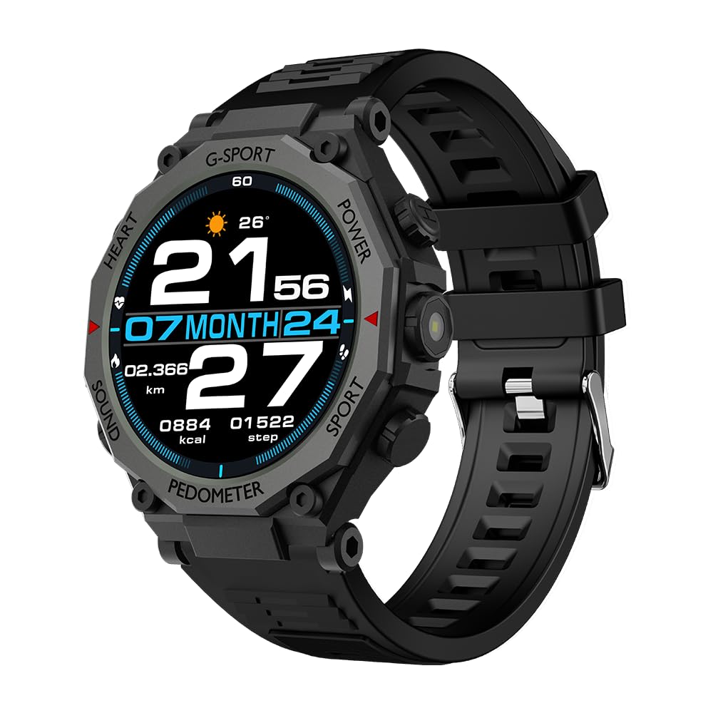 Toreto Corefit Smartwatch with 1.52” HD IPS Display, IPX65 Water Resistant, Multi-Sports Tracking, Built-in Flashlight, Bluetooth Calling v5.0,10 Days Standby, Wireless Charging (Black)-image-2