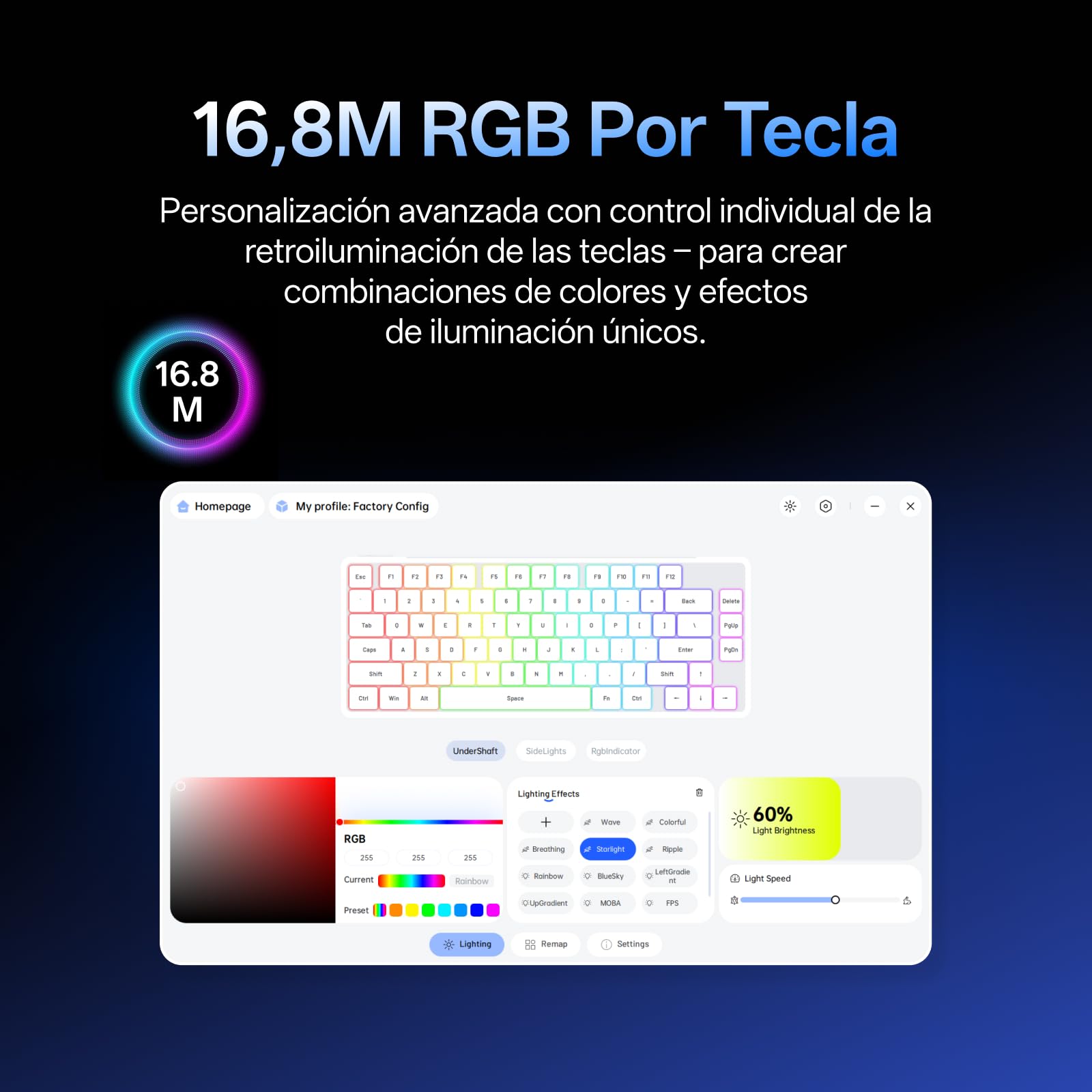 Rapoo V700DIY-75 Teclado Mecánico Inalámbrico Gaming, BT5.0/2.4GHz/Cableado, Personalizado Hot-Swappable, Interruptor Lineal Speed Silver, 16.8M RGB por Tecla, Montaje Gasket, Anti-Ghosting NKRO - 5