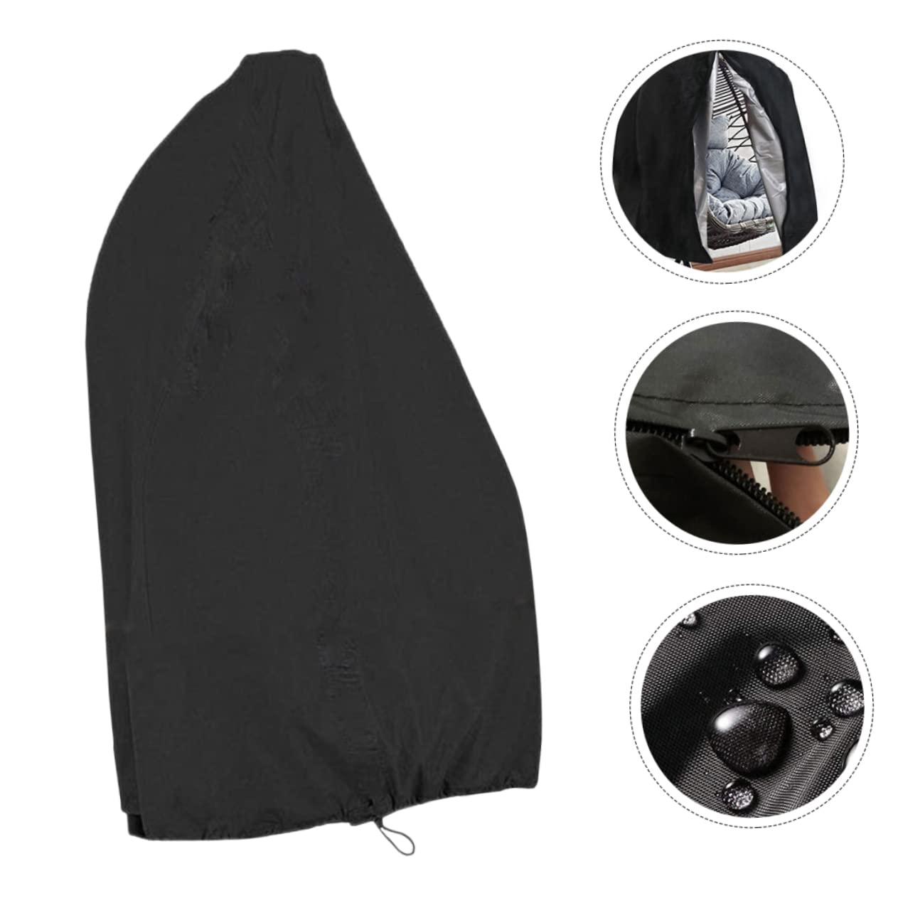 Toddmomy Housse de Fauteuil Suspendu Œuf, Imperméable et Anti-poussière, Fermeture Éclair Centrale, Polyester Noir, pour Jardin et Cour