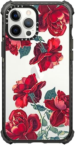 CASETiFY Funda Ultra Impact para iPhone 12 Pro Max - Rosas rojas (transparente) - Negro transparente