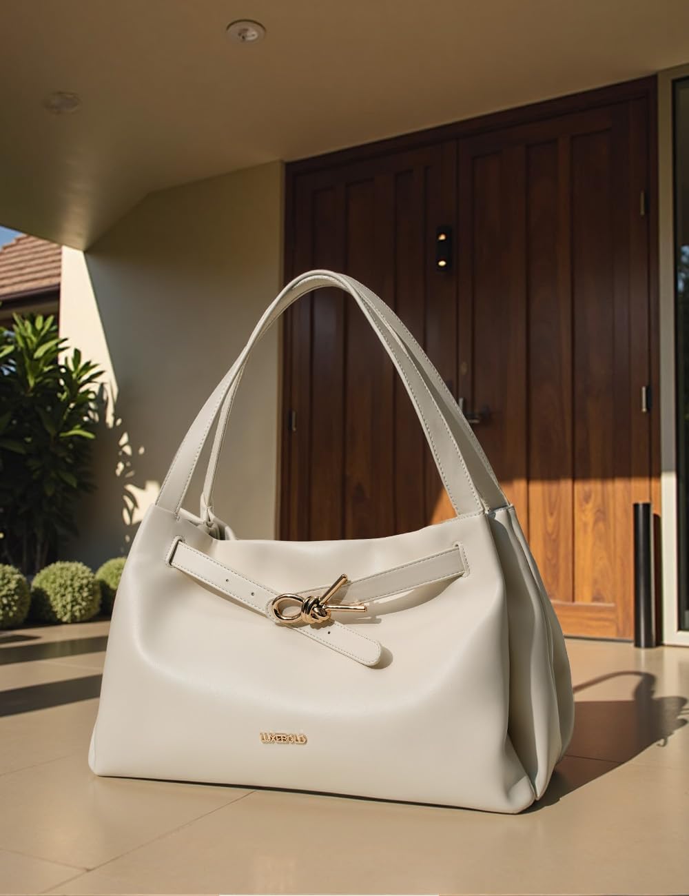 Hobo Bag for Women Soft Shoudler Handbags Slouchy Purses with Belted Detailing - Image 4