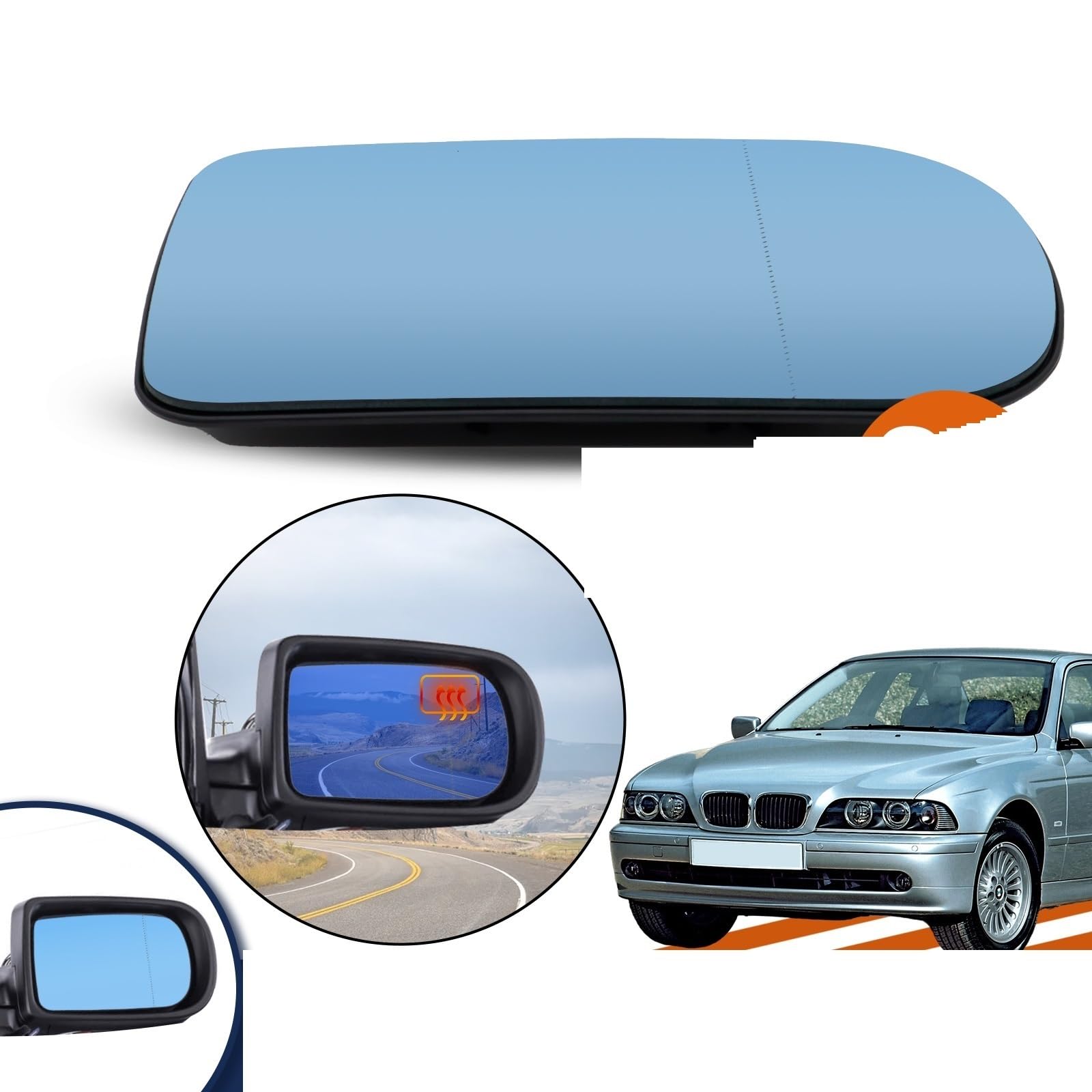 Cristal Espejo Retrovisor Calefactable Espejo Retrovisor Lateral Para Puerta Izquierda Y Derecha, Cristal Calefactable Para BMW Para Serie 5 E39 525i 528i 530i 540i E E38 740i 750i, Placa Trasera Spie