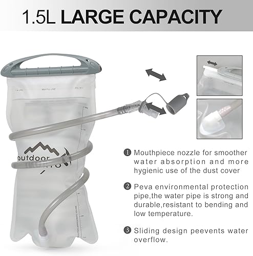 Miniatura 5 de INOXTO - Mochila de hidratación para correr, ligera, aislada, con bolsa de agua de 50.7 fl oz (1.5 L), mochila para senderismo, correr, ciclismo,