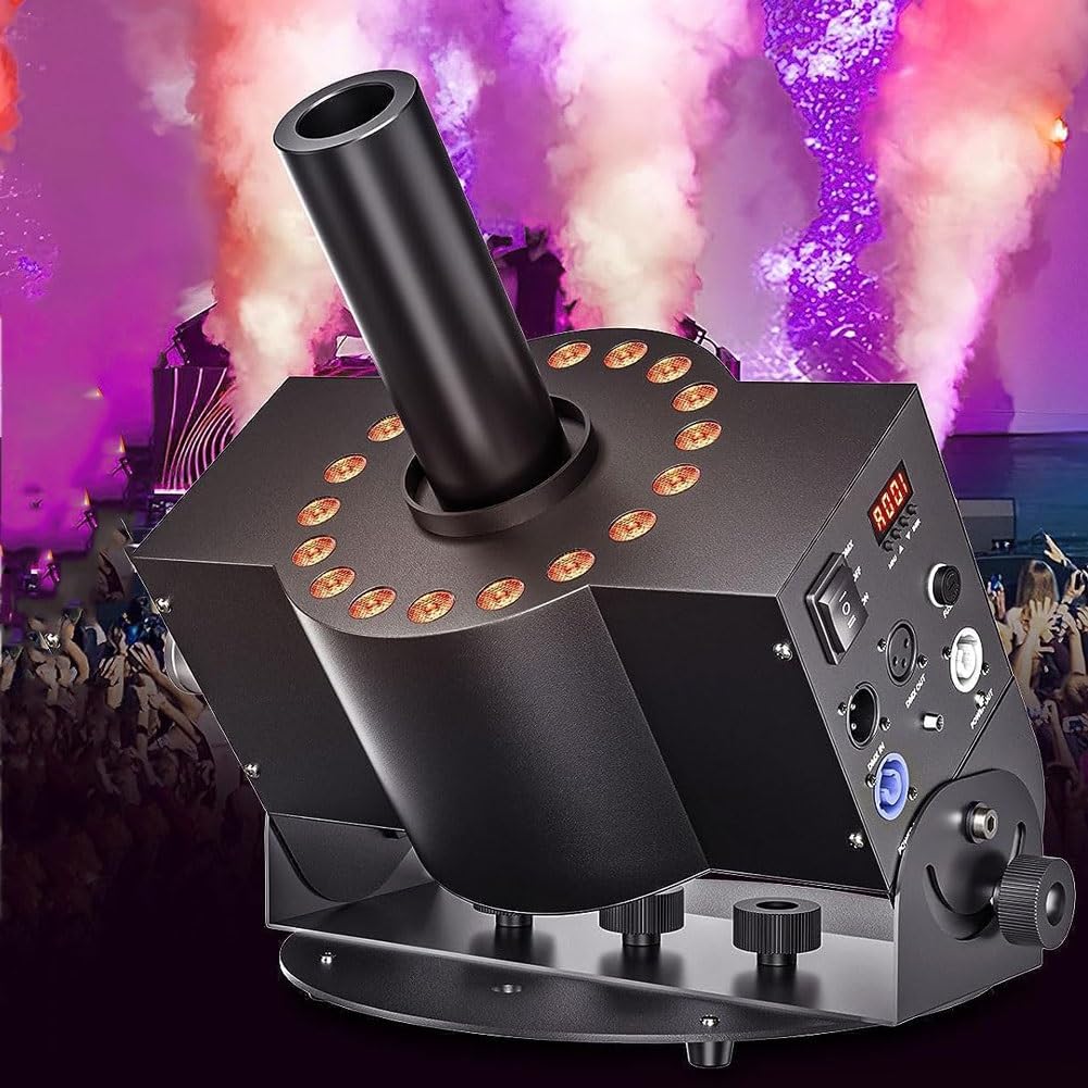 Máquina de niebla de chorro de CO2, máquina de niebla de CO2 de escenario, máquina de niebla de columna de gas multiángulo RGB de 18 LED, máquina de efecto de escenario de humo de máquina de chorro