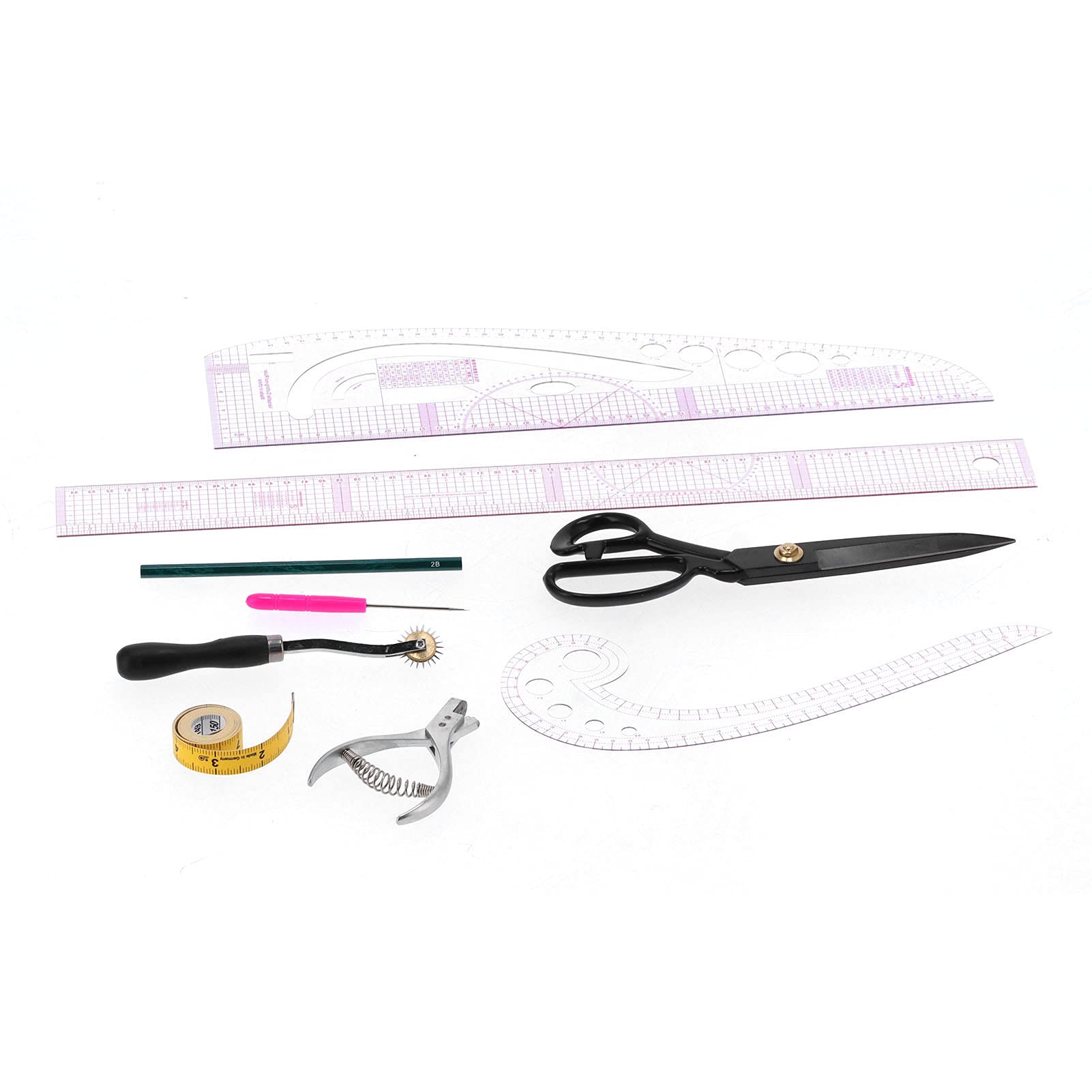 Multifunción Regla de Costura Alicates Cinta Tijeras Kit, Herramienta de Medida a Medida para DIY Costura Confección Diseñadores Patrones y Sastres