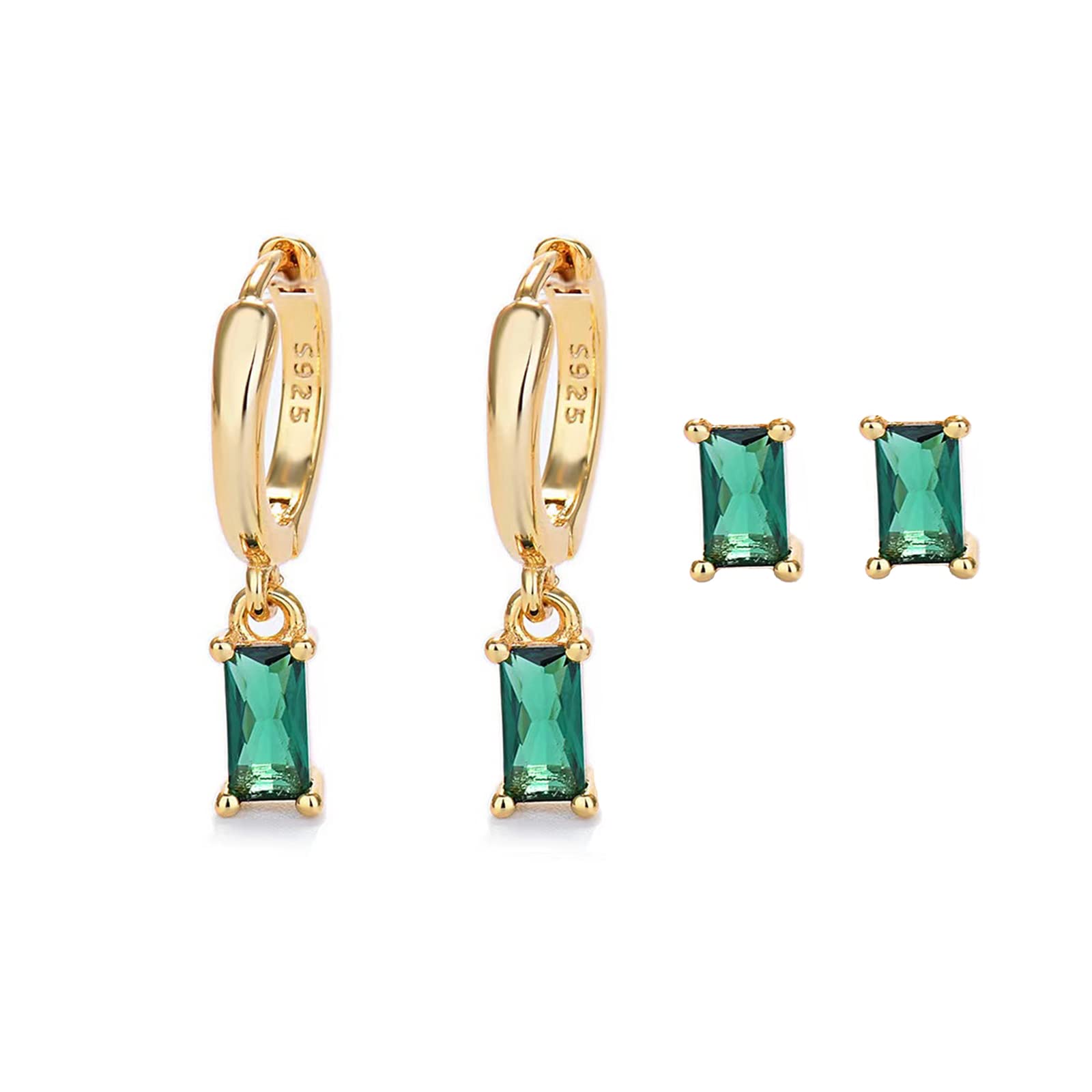 Orecchini A Cerchio Con Orecchini Pendenti, Orecchini Donna Lunghi Donna Oro 14K Orecchini Donna Oro Bambina e Uomo 2Pz