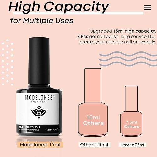 Miniatura 9 de modelones Kit de 2 esmaltes de uñas de gel y capa superior de gel mate de 0.5 fl oz cada uno