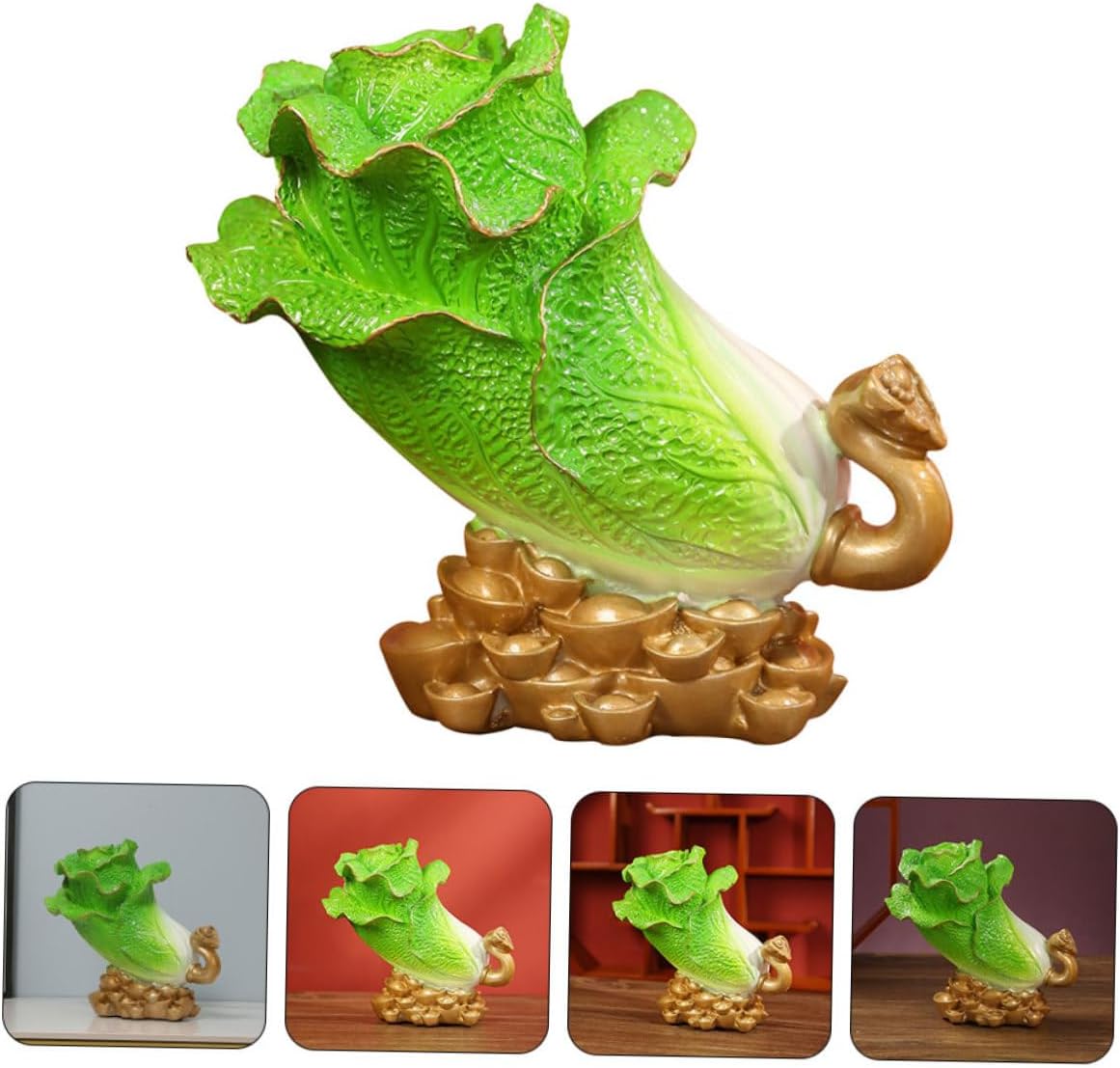 SOLUSTRE Chinese Cabbage Statue Resin Decorative Figurine for Housewarming image 5