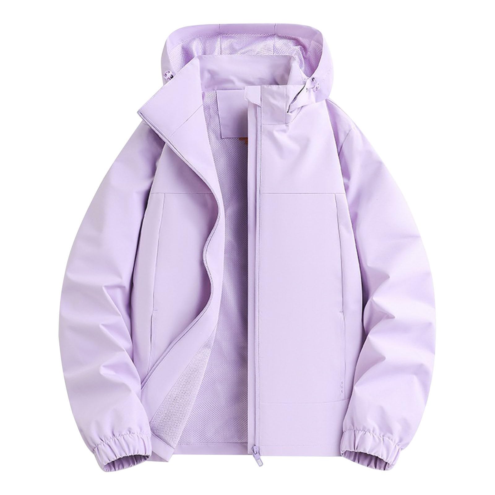 Cortavientos mujer impermeable con capucha y cremallera para lluvia 5
