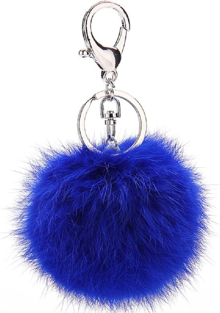 CHMING Cute Genuine Rabbit Fur Ball Pom Pom Keychain for Car Key Ring Handbag Tote Bag Pendant