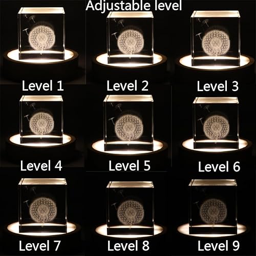 Miniatura 5 de Base de exhibición de luces LED de madera para arte de resina de cristal láser (luz cálida)