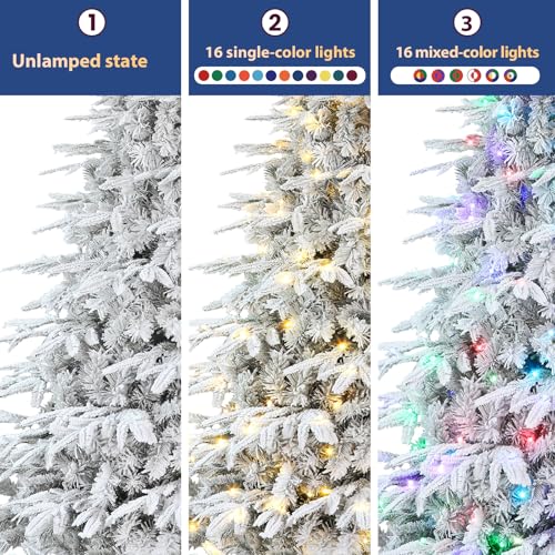 SHareconn 7.5ft Prelit Artificial Snow Flocked Christmas Tree with 400 Color Changing RGB Lights,Remote Control,Fake Pre-Lit Layered Aspen Noble Fir Tree with 1465 Branch Tips for Xmas Decor,7.5 FT by SHareconn - Image 5