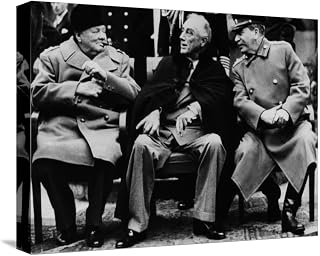ART.COM Stretched Canvas Print Winston Churchill, Franklin D. Roosevelt and Josef Stalin, Yalta Conference, February 1945, 16" x 12"