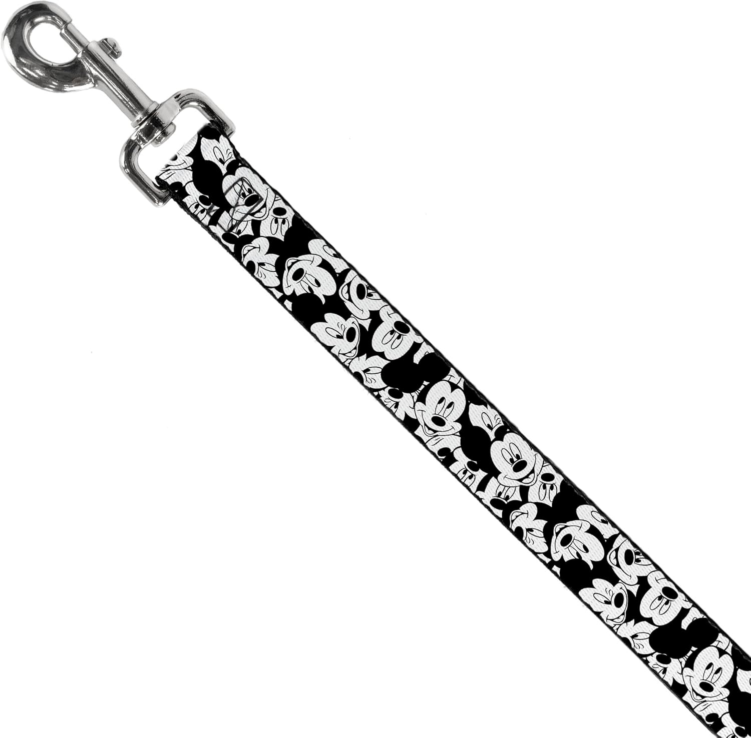 Buckle-Down Pet Leash - Mickey Mouse Expressions Stacked White/Black - 6 Feet Long - 1" Wide
