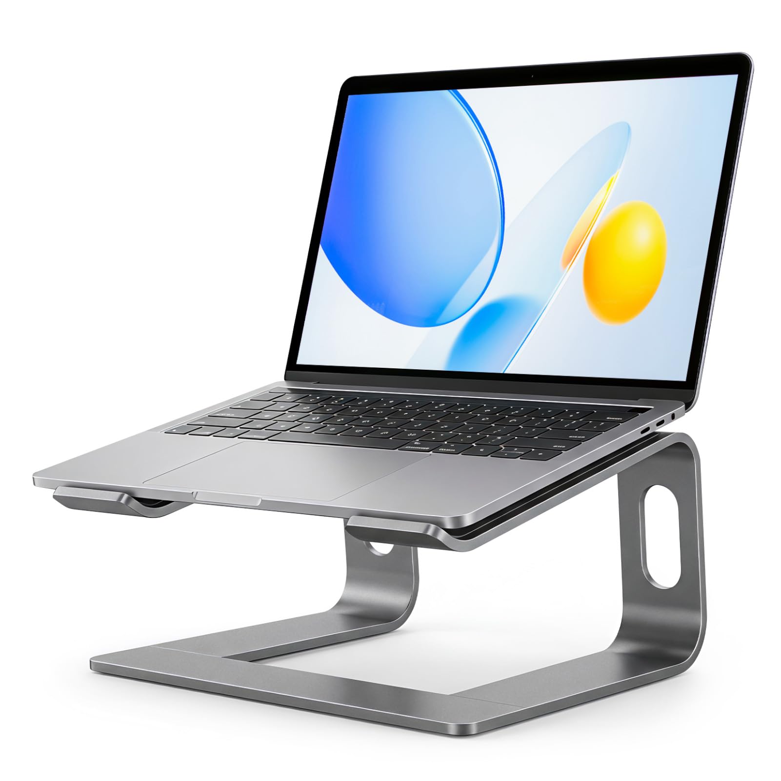 Minifactory Aluminum Laptop Stand for Desk Ergonomic Ventilated Computer Riser Detachable Metal Notebook Holder Anti-Slip Cooling Mount Compatible with 10-16 Laptop Grey