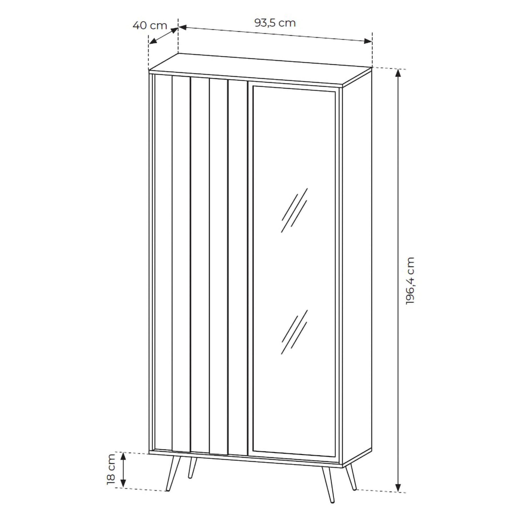 Dmora Vitrina Turkoglu 94 x 40 x 196 (alt) cm, marrón nogal, 8 estantes, 2 puertas, mueble expositor con LED