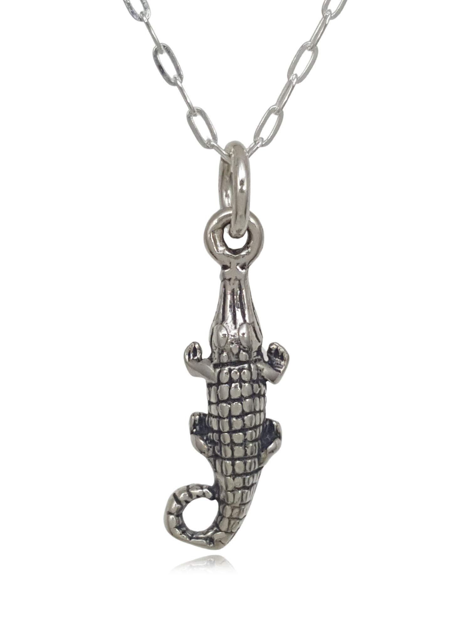 Sterling Silver Alligator Charm Necklace