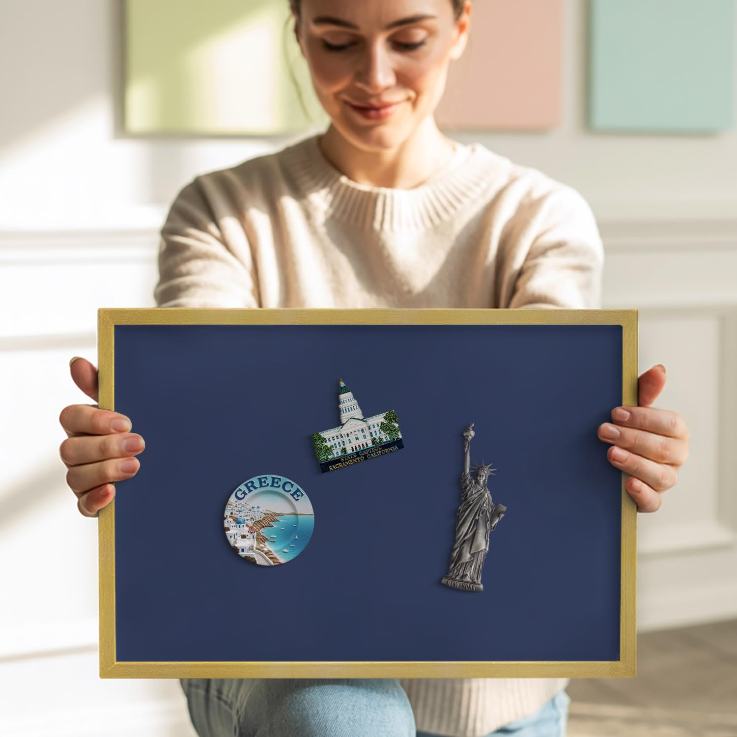 Tulup Bacheca Magnetica 70x50 cm – Design Minimal & Moderno – Decorazione da Parete – Accessorio d’Arredo per Interni – Scrivania Creativa – Mood Board –Marineblaue Farbe
