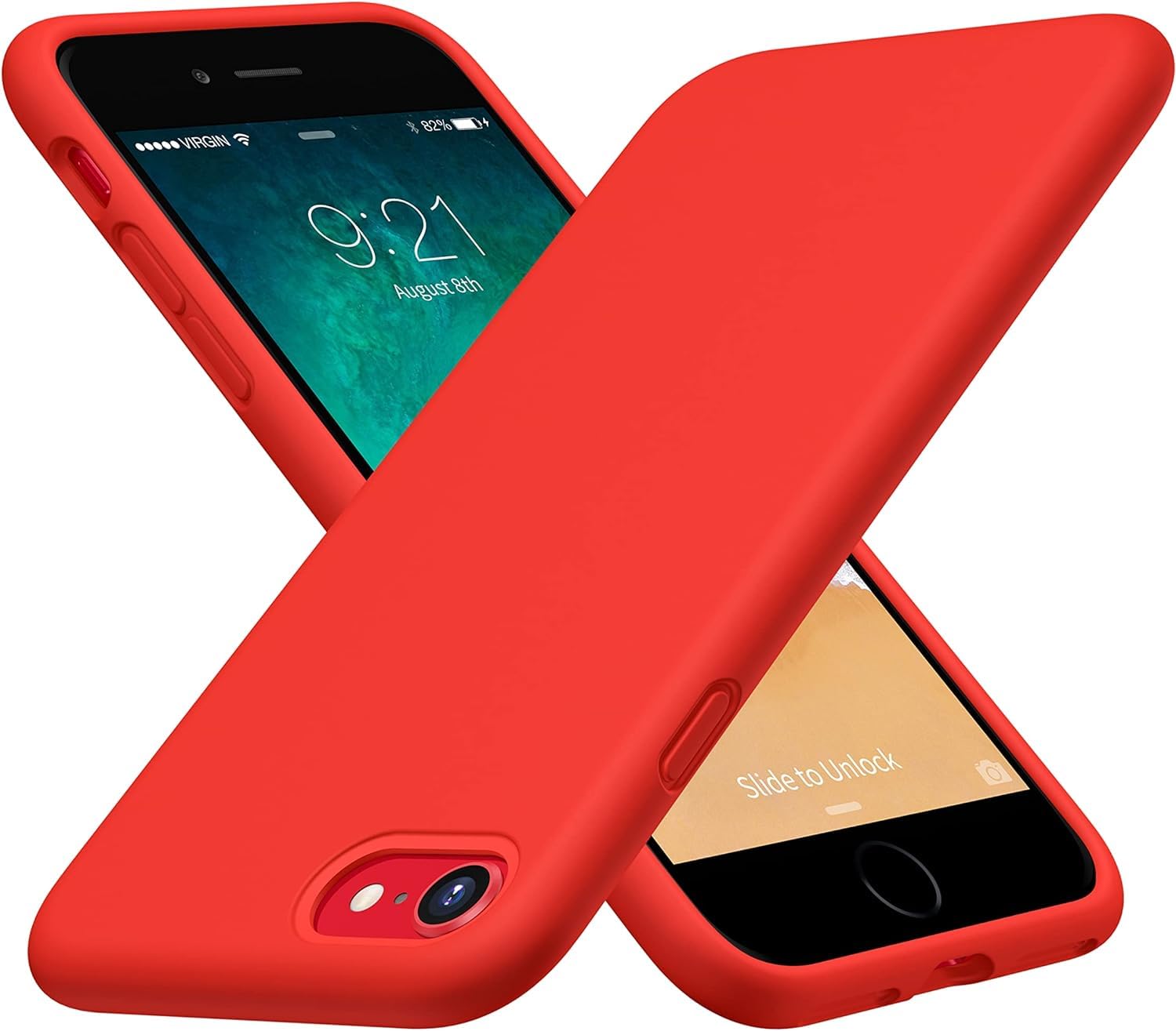 CellEver Heavy-Duty Silicone Case for iPhone SE 2022 (3rd Gen)/iPhone SE 2020 (2nd Gen)/iPhone 8/7 - Military Drop Protection, Elevated Screen & Camera Protection, Scratch-Free Interior, Bright Red