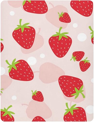 Miniatura 2 de Sábanas para cuna de bebé con diseño de fresa, suaves y transpirables, para niñas, cochecito, colchón de cama infantil, 39 x 27 x 5 pulgadas
