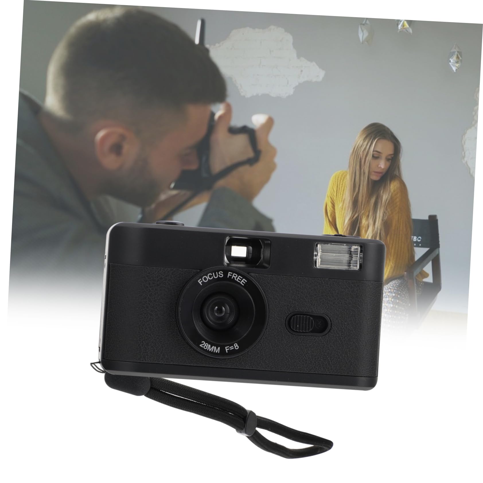 Fotocamera a Pellicola 35mm Riutilizzabile Abs Nera Flash