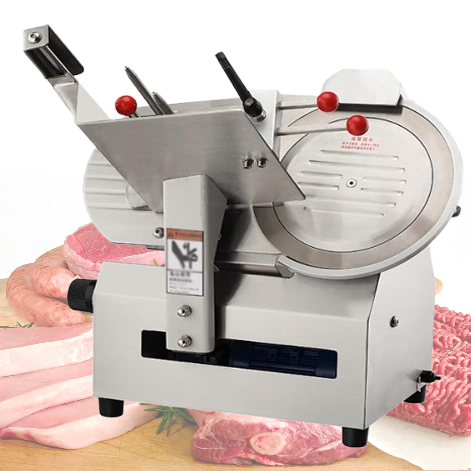 Affettatrice elettrica da 30,5 cm, doppio motore da 450 W, spessore regolabile da 0 a 10 mm, affettatrice automatica per carne, formaggio, verdure, prosciutto