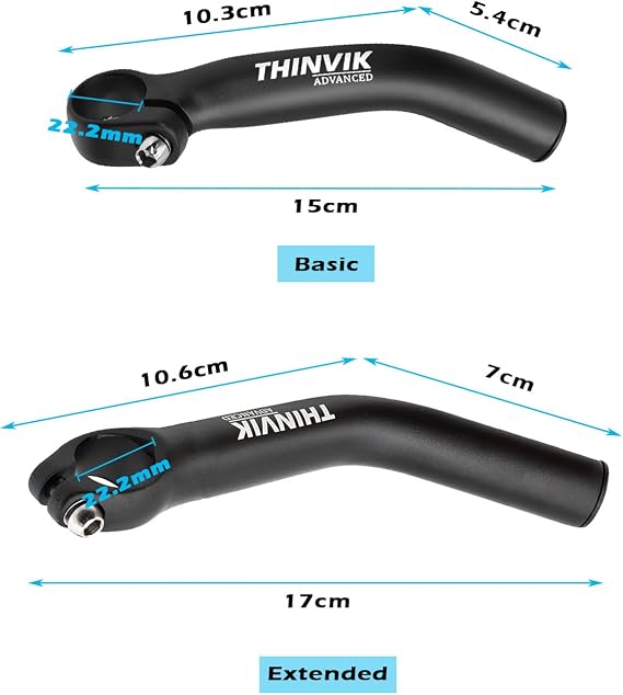 Thinvik Bike Bar Ends, Aluminium Alloy MTB Bicycle Bar Ends, One-piece Forging Bike Handlebar Ends for Mountain Bike, Matte Black - basic