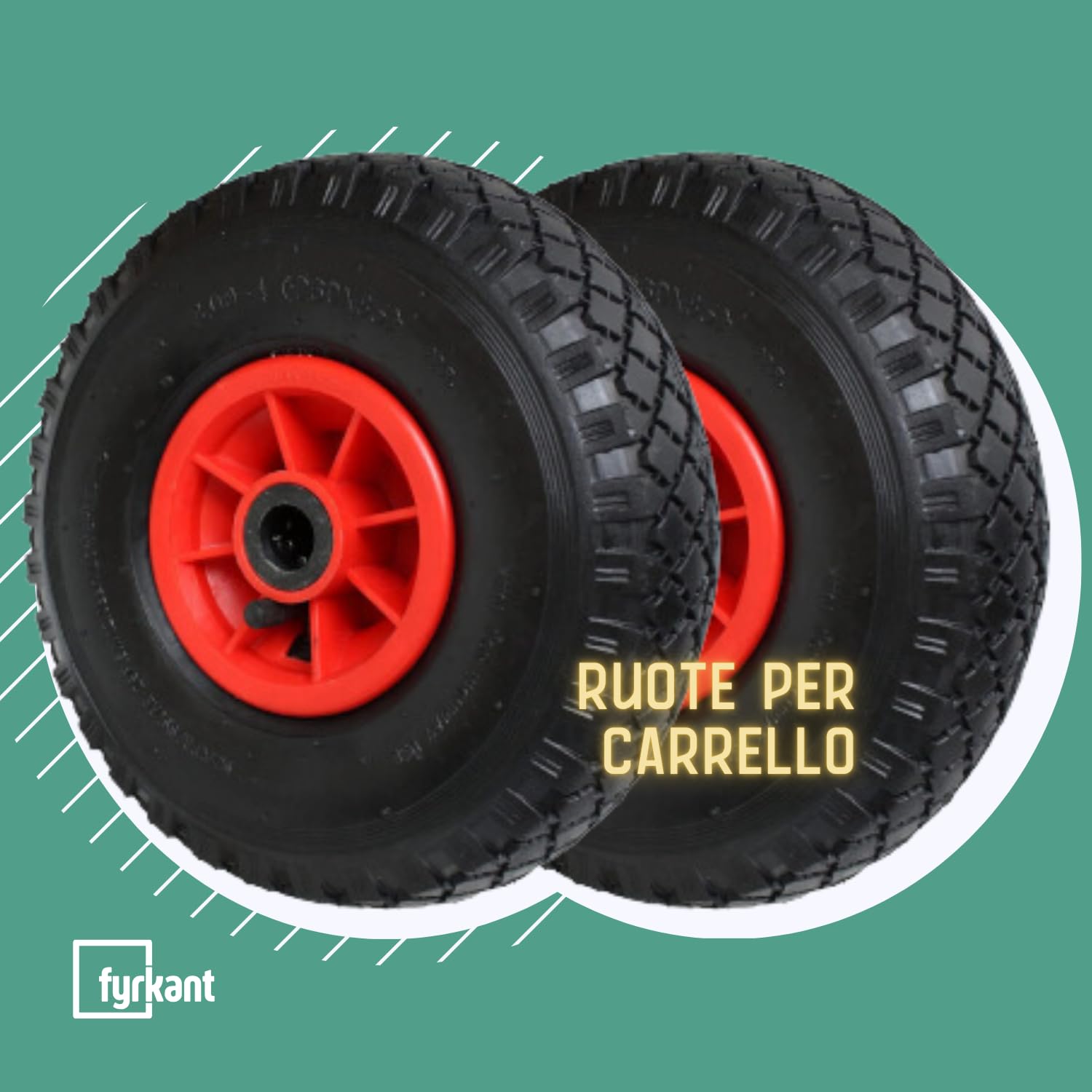 2 ruote pneumatiche per carrello portatutto | con cuscinetto in metallo | camera d'aria max 30 PSI | ricambio per carretto e carrello portapacchi | 3.00-4 260x85 mm