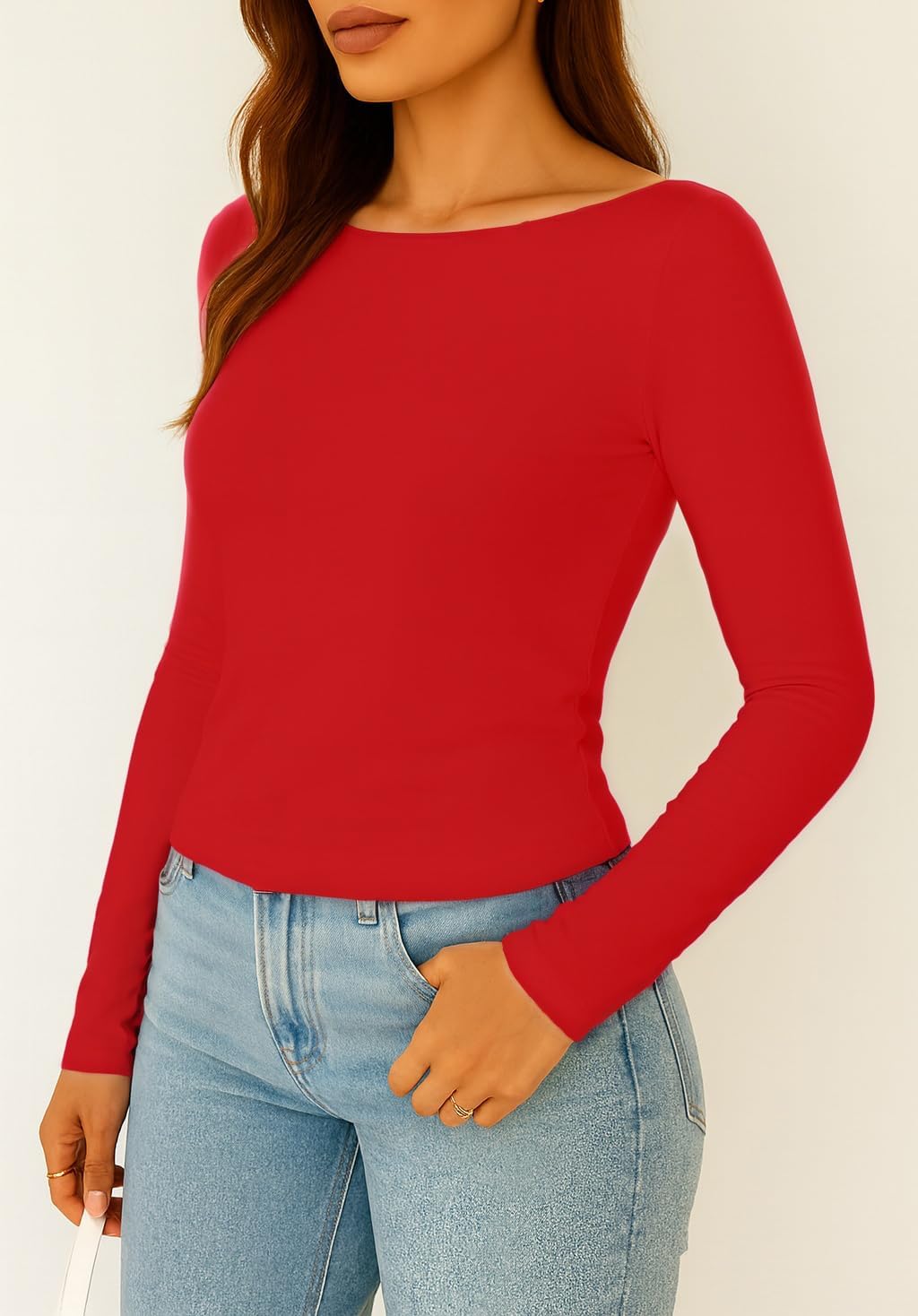 ForeFair Women Sexy Backless Long Sleeve Going Out Top Slim Fit Crewneck Open Back Y2K Fall Tops - Image 3