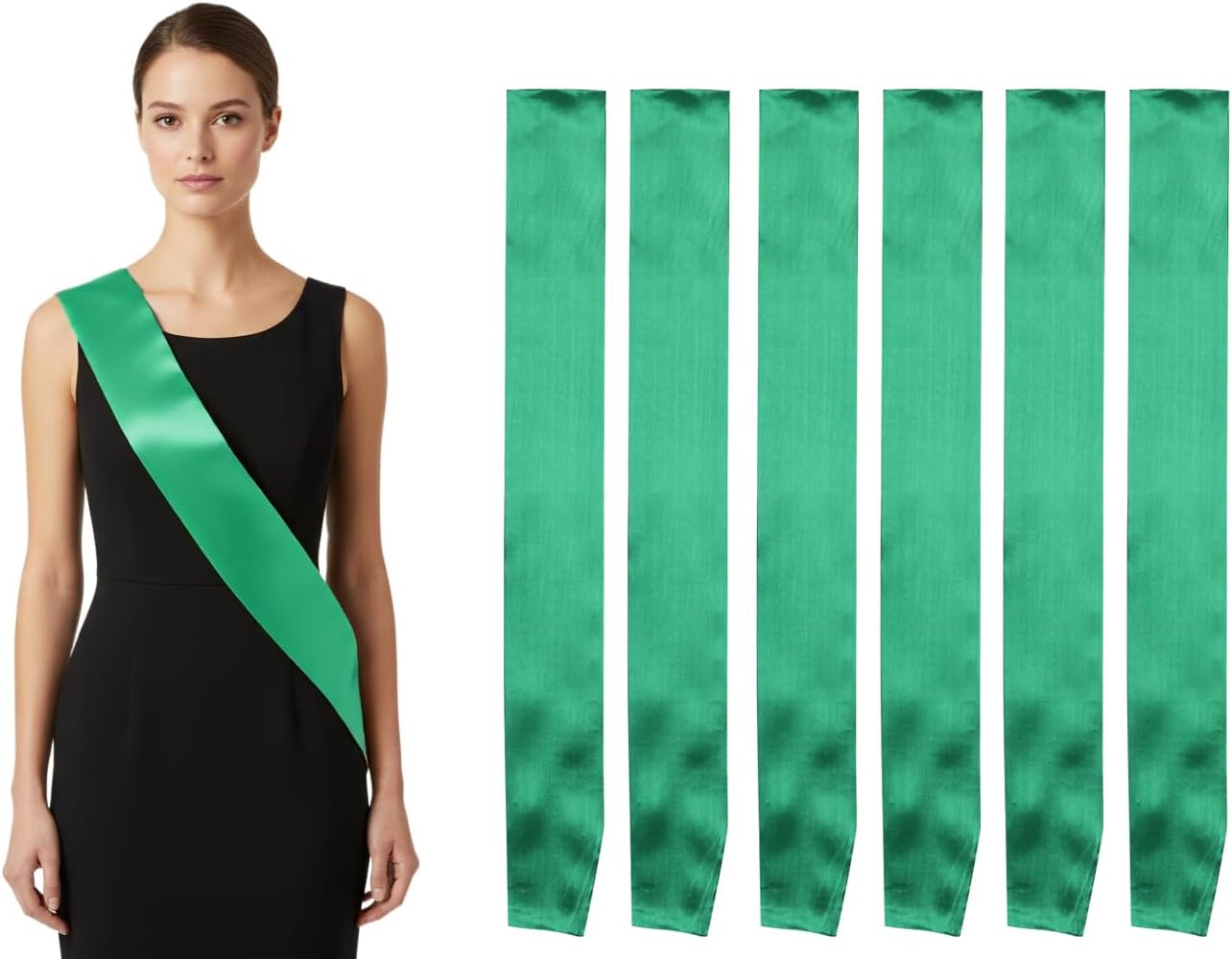 Pack of 6 Blank Satin Pageant Sashes for Princess, Beauty Queen, Homecoming, Winner, Mayor and DIY Pins