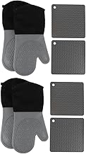 VOSAREA 4 Peças De Luvas De Forno Antiaderentes Luvas De Forno Luvas De Cozinha Luvas De Cozimento Materiais De Cozimento Luva De Isolamento Tapete Isolante