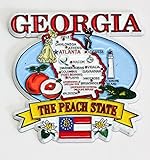 Georgia State Elements Map Fridge Collectible Souvenir Magnet
